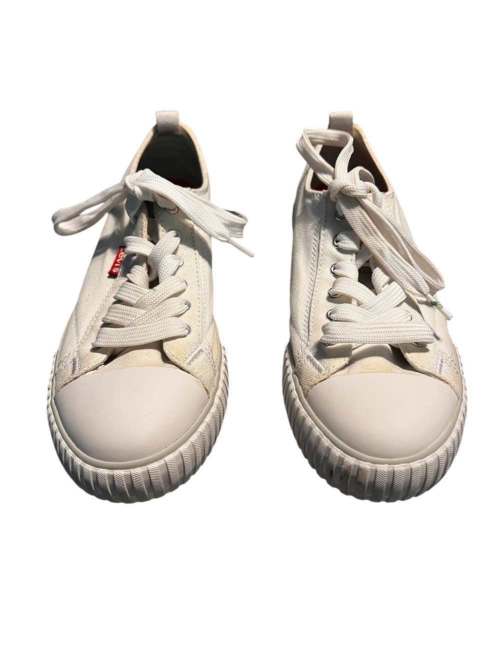 Women’s Levi’s White Canvas Sneakers with Lace-Up Closure